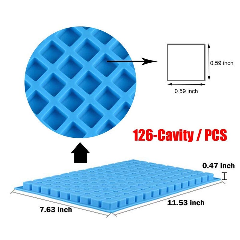 Palksky Silicone Molds for Candy Chocolate Gummy baking, (3 PCS) 126 Cavity Mini Square mold for Ice Cube Pralines Caramels - Image 3